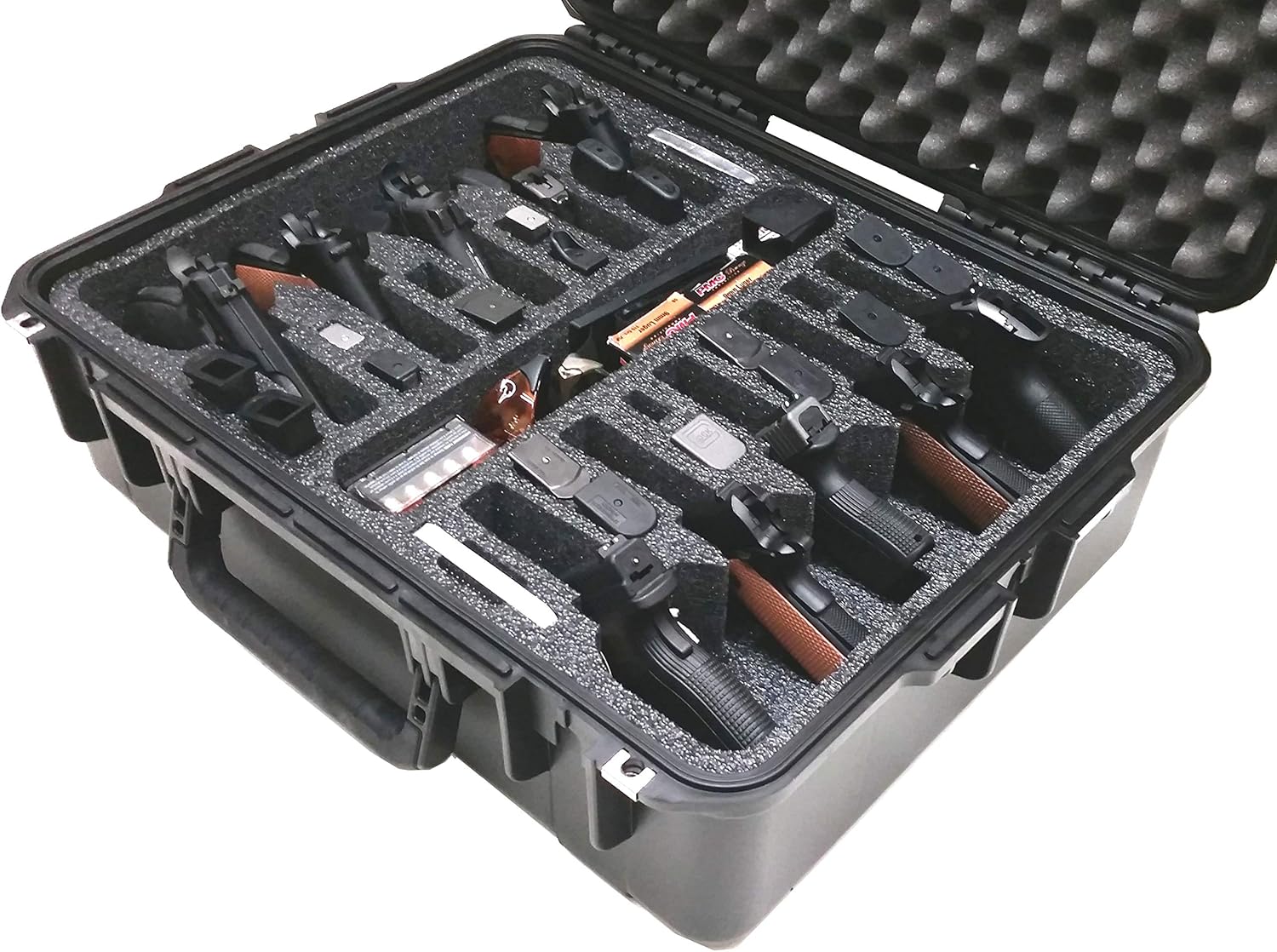 Case Club 10 Pistol & 30 Magazine Pre-Cut Waterproof Case with Silica Gel x2 to Help Prevent Gun Rust (Non-Wheeled)