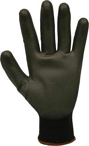 Miniatura 3 de Cordova Guantes estándar de 2,715.0 in, calibre 13, carcasa de nailon negro, revestimiento de palma de poliuretano negro, mediano, paquete de 12