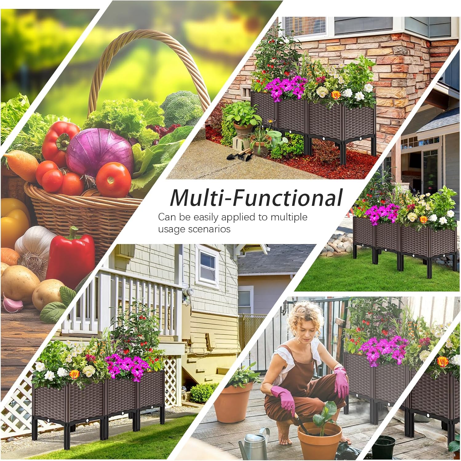 Garden Boxes Outdoor Raised Garden Bed with Legs Planter Boxes Outdoor with Easy Assembly Garden Box with Drain Outlet for Vegetables/Herbs,47x15x19in