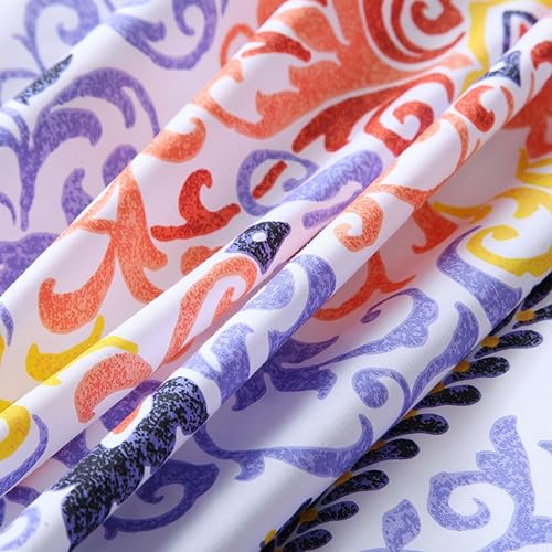 Miniatura 6 de Softta Juego de ropa de cama vintage, tamaño King, funda de edredón de 3 piezas, diseño floral, redondo, compacto, bohemio, 100% algodón egipcio,