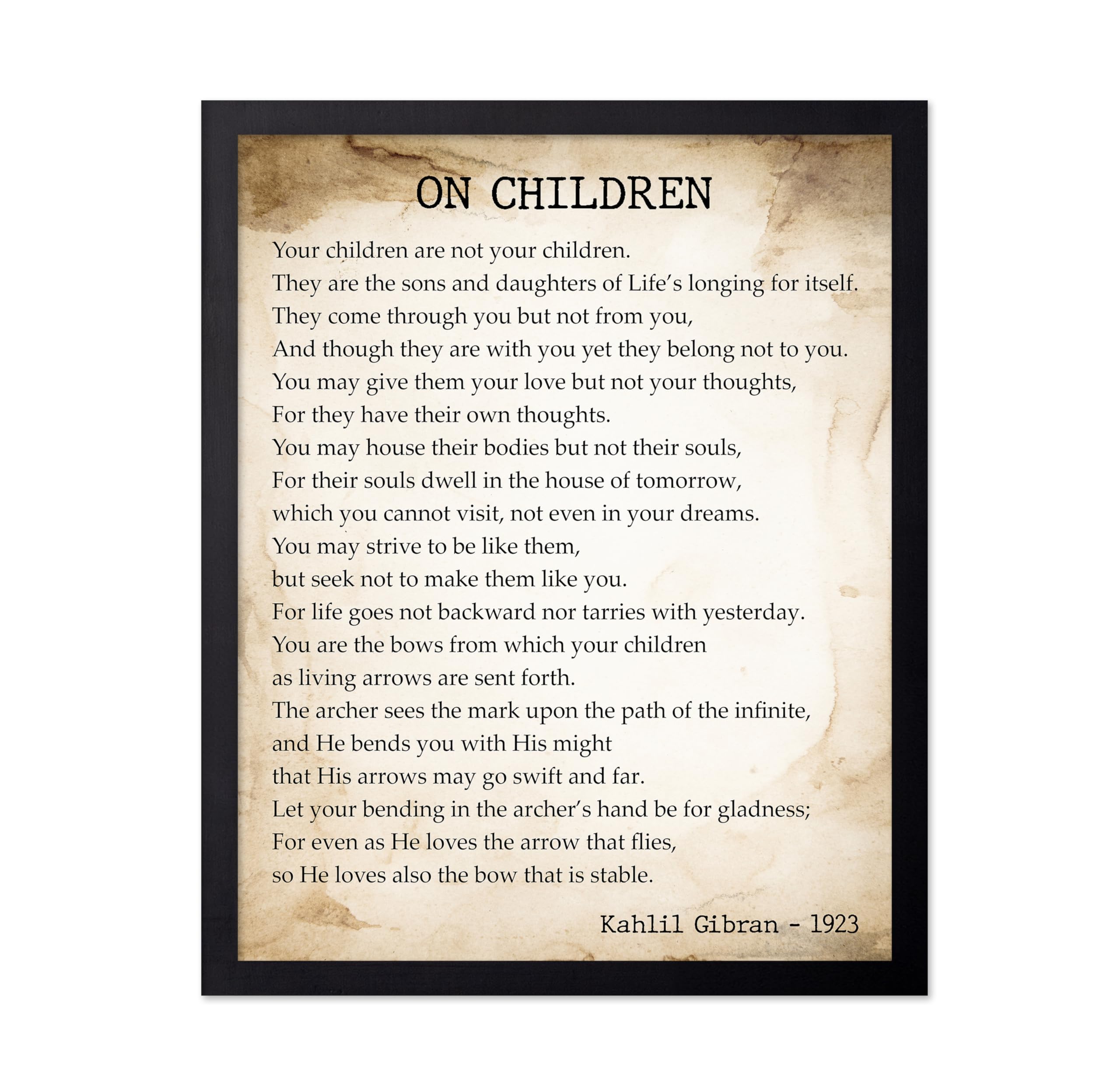 Monem Art Kahlil Gibran Poster - On Children Print - Motivational Quote Art - Inspirational Gift for Mother, Father - Typography Wall Decoration for
