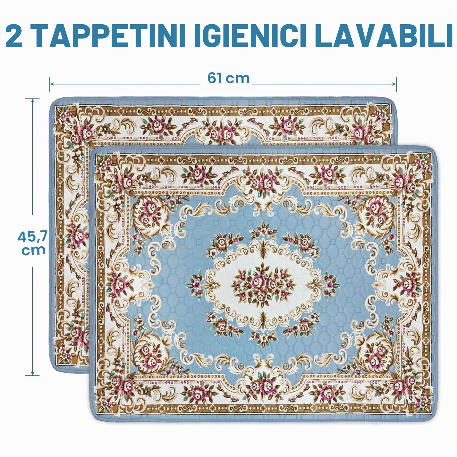 Tappetini Lavabili per Cani, 2 tappetini con feromoni, 60x45 cm | Tappetino assorbente riutilizzabile per cuccioli, super assorbente e impermeabile, ideale per l'addestramento di animali