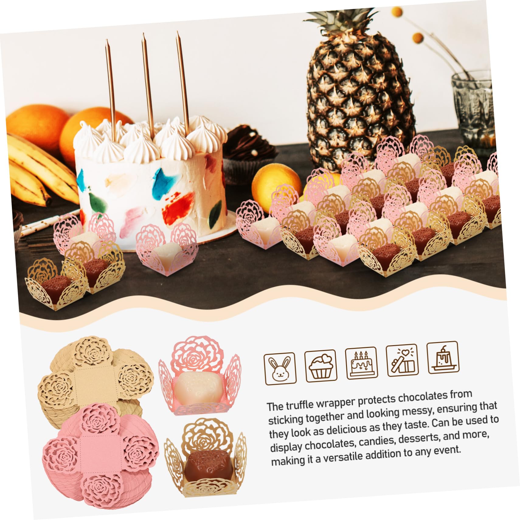 Amosfun 4 Sätze Cupcake-förmchen Aus Jumbo-Folie Muffinförmchen Zum Backen Schüssel Schokoladenverpackungen Weiße Muffinförmchen Neon-partyzubehör Kleinigkeit Papier 100 Stück * 4