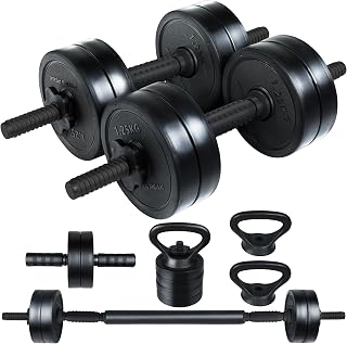 PYKES PEAK Variable Dumbbells, 11.0 lbs (5 kg), Set of 2 (10 kg), Dumbbells, Abdominal Roller, Kettlebell, 4 Ways (Adjusta Price In India