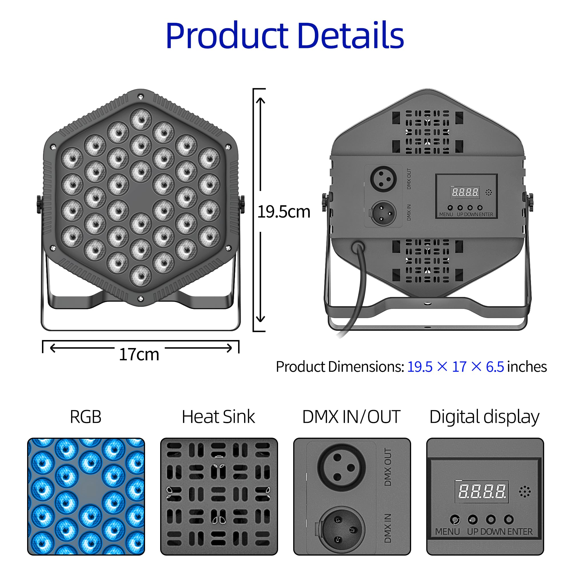 4er-Pack 36-RGB-LED-PAR-Scheinwerfer (36×1W, DMX512, Sound-to-Licht, IR-Fernbedienung) – 25° Abstrahlwinkel, AC110-240V, ABS+Metall – Komplettset für DJ, Hochzeit, Party, Bühne(4)