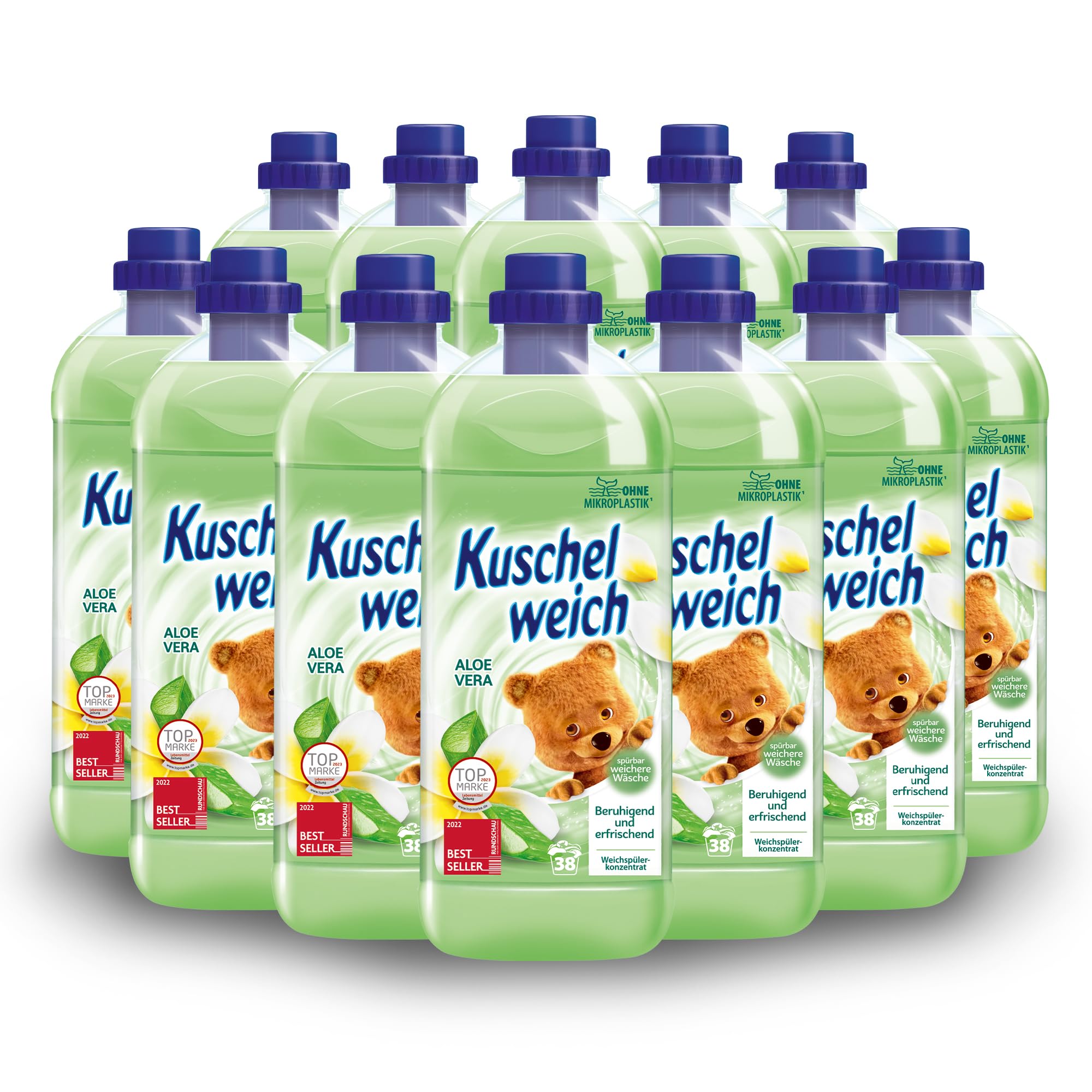 Kuschelweich Weichspler Aloe Vera, Hautvertrglichkeit dermatologisch  besttigt, Weichspler Kuschelweich ohne Mikroplastik, praktischer Vorrat  12 x 1 Liter je 38 Waschladungen : Amazon.de: Drogerie & Krperpflege