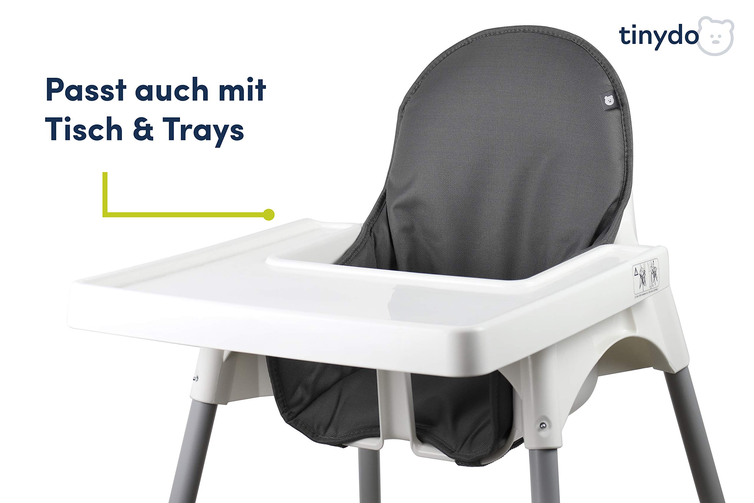 Hochstuhl Sitzkissen für Ikea Antilop - ergonomisches Memory-Schaum Kissen zur Rückenentlastung, Sitzpolster extra dick - Sitzverkleinerer Auflage ohne Verrutschen (Dunkelgrau)