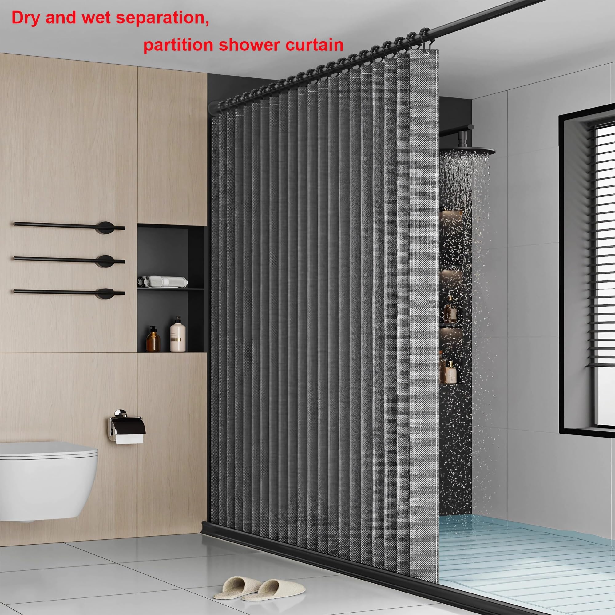 Cortina de ducha impermeable plegable con imán para privacidad, lino, poliéster, cortina de baño para bañeras y spas de hotel (verde, 220 x 200 cm)