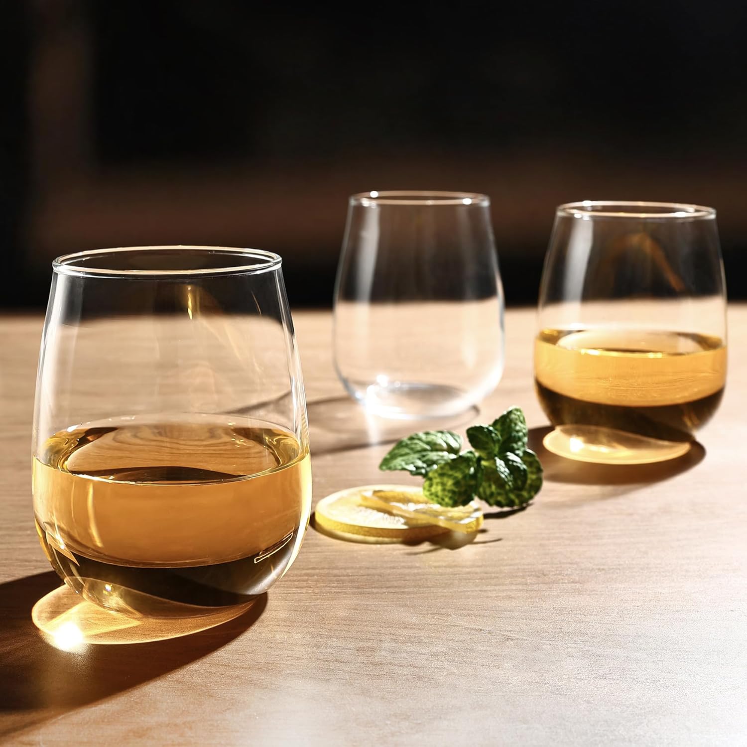 stemless wine glasses set of 12, 17oz red/white wine glasses with no stem, clear glassware set for red/white wine, dishwasher safe, ideal for daily use, home bar, birthdays, housewarming gift