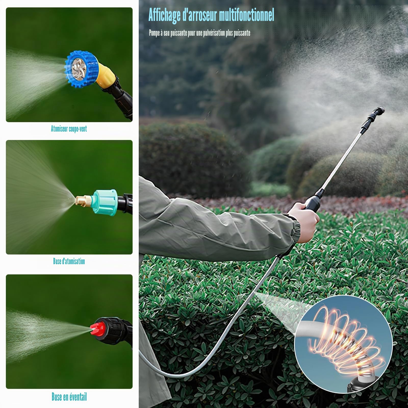 PulvéRisateur éLectrique, 15l Pulverisateur A Dos, Pulverisateur Lance Telescopique, Trois TêTes De PulvéRisation Pro pour L'Arrosage des Fleurs, La DéSinfection, PulvéRisation De Pesticides (Vert)