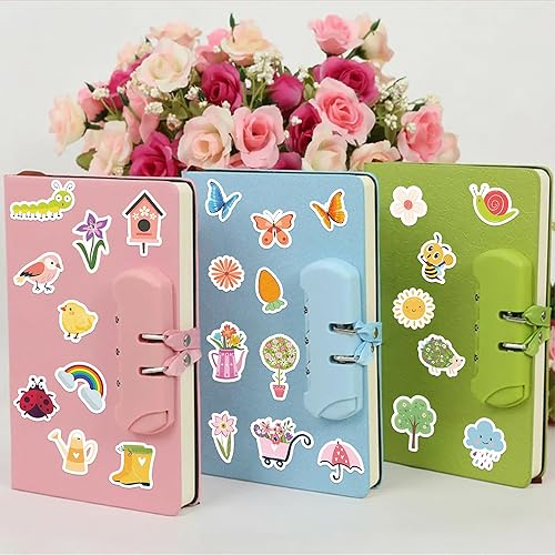 Miniatura 5 de Lucleag 600 calcomanías de primavera para niños, lindas calcomanías de primavera para manualidades, diseños surtidos de animales, flores,