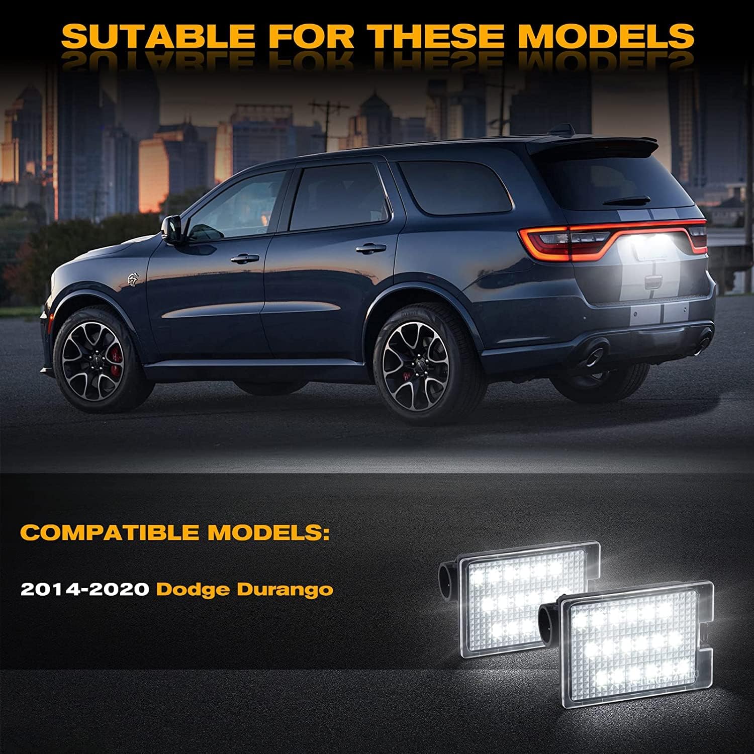 POPMOTORZ 2Pcs LED License Plate Light Lamps Rear Tag Light Assembly For 2014 2015 2016 2017 2018 2019 2020 2021 2022 2023 Dodge Durango Tag Lights For License Plate White Clear Lens