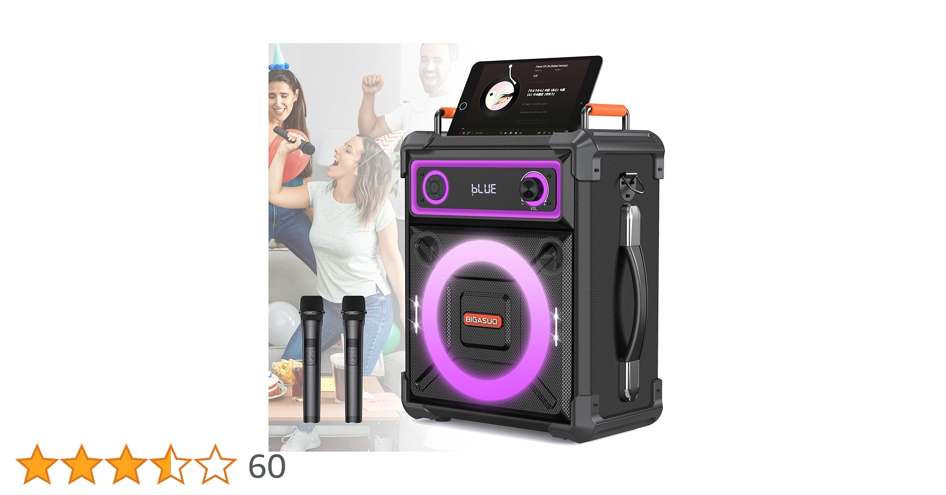 Amazon.co.jp: カラオケセット家庭用 BIGASUO ワイヤレスマイク