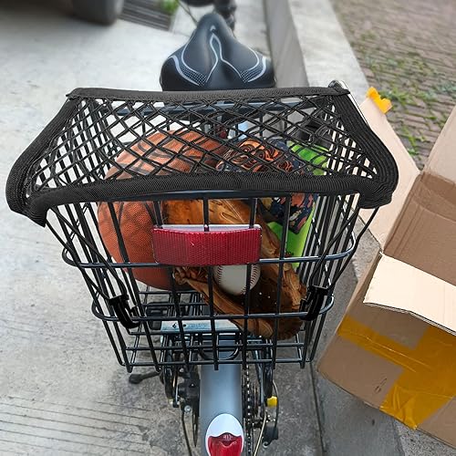 Miniatura 7 de 2 paquetes de red de carga para bicicleta, red elástica de almacenamiento de doble capa de 10 x 11 pulgadas con 8 ganchos de metal extra fuertes,