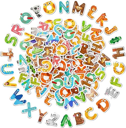 Whaline 312 calcomanías de espuma con letras autoadhesivas para niños, manualidades, lindos animales, estilo alfabeto, calcomanías decorativas para