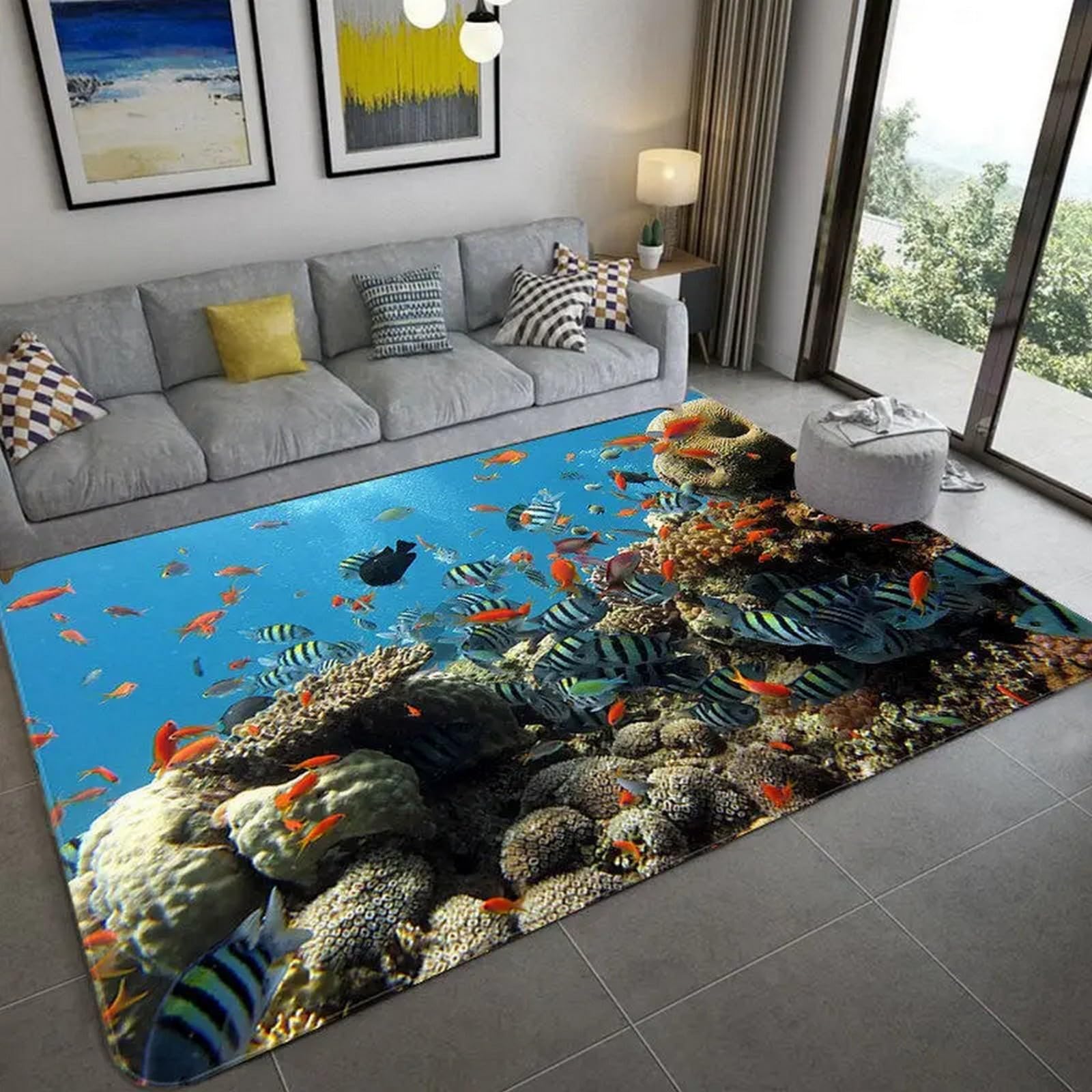 3D Carpets For Bedrooms Teenager Boy Kids Men Animals And Fish 140 X 200 Cm Rugs Living Room Bedroom Decorations Floor Indoor Area Rugs Non-Slip Rugs Pads Soft -81160748469