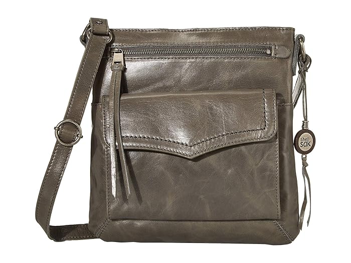 The Sak  Ventura Leather Flap Organizer Crossbody (Slate) Handbags