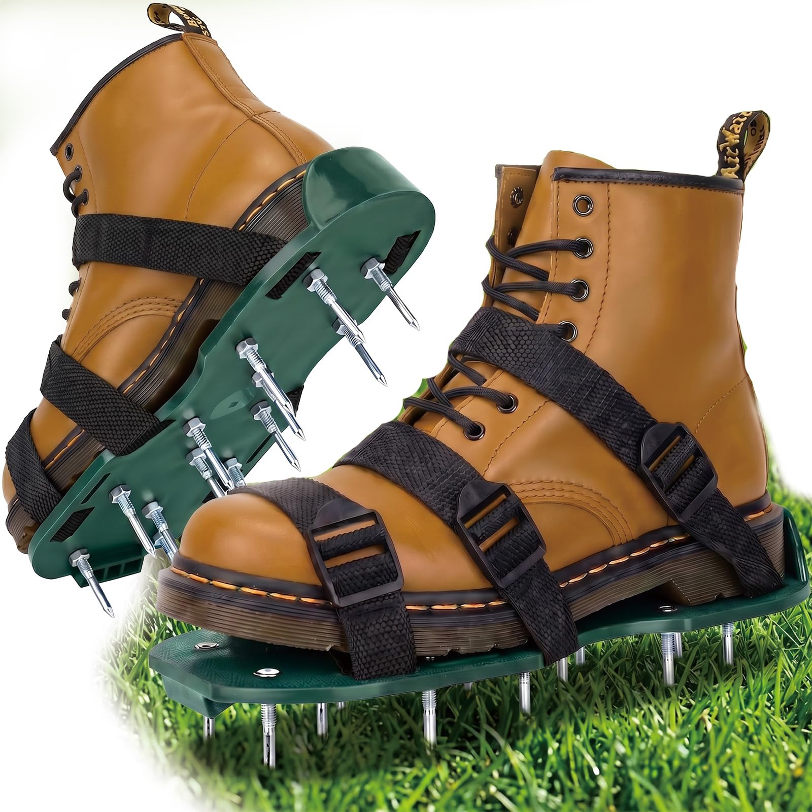 Solvio Heavy Duty Lawn Aerator Shoes for Superior Stability, Pre-Assembled Spiked Sandals for Effective Lawn Aeration, Universal Size Fits most people,Garden Scarifier and Aerator Tool for Yard Grass