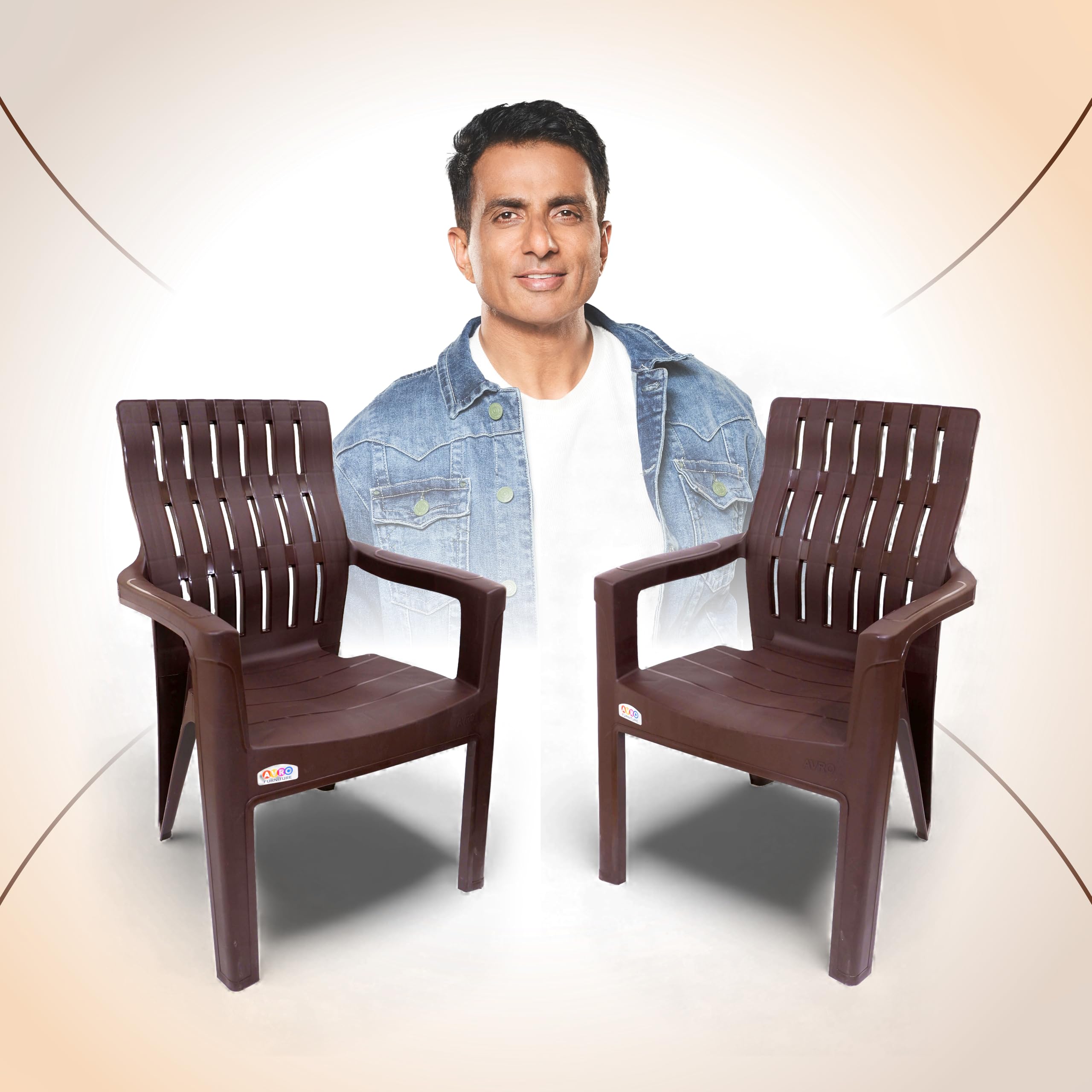 AVRO Furniture 9998 Plastic Chair, Set of 2, Ergonomic, Lightweight, Rust-Free, Stackable, Space-Saving, Easy to Clean, Use for Home, Living Room, Garden & Office, 150 kg Load, Brown-image-22