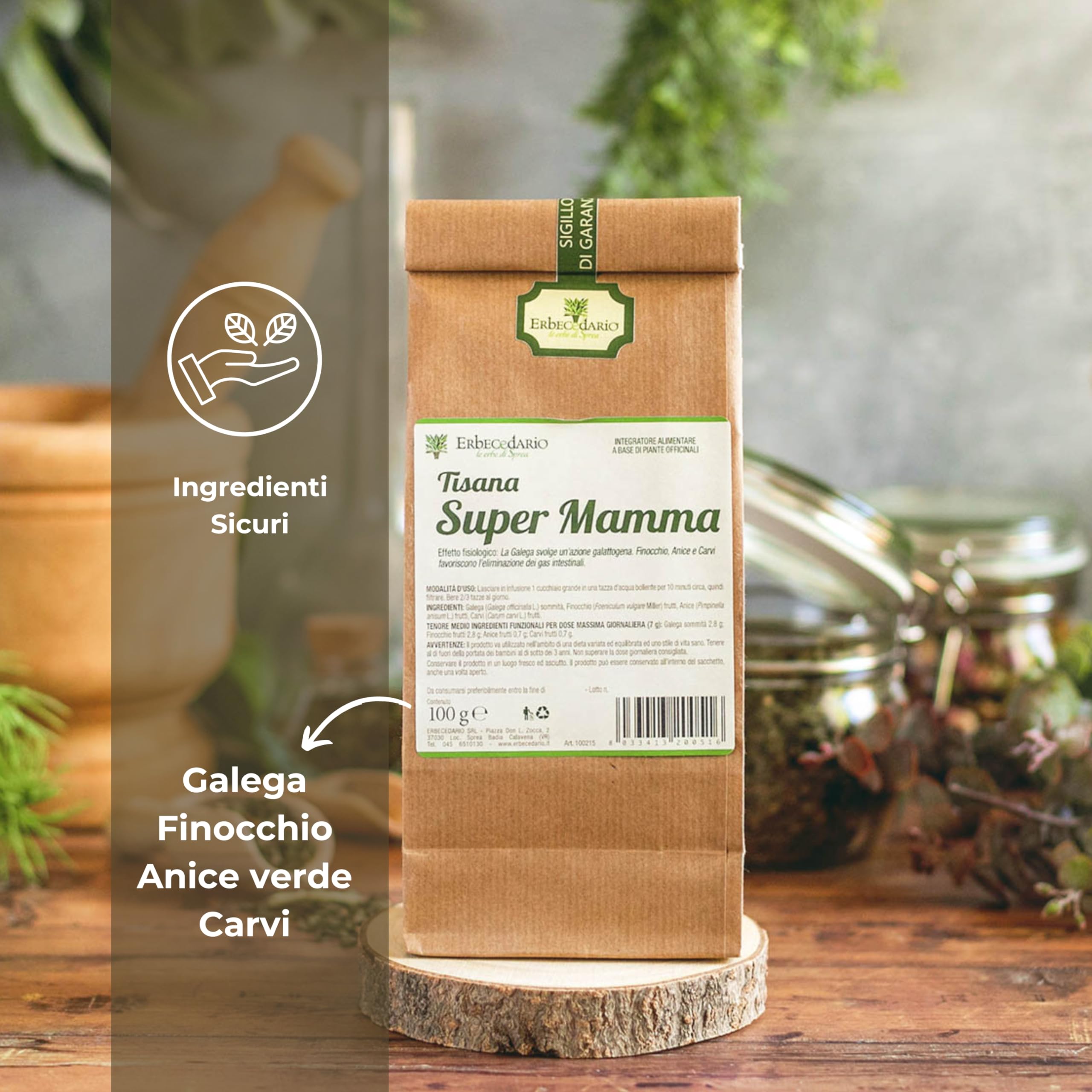 Tisana super Mamma con galega e finocchio 200g, allevia coliche e gonfiore | Tisana allattamento naturale favorisce la produzione di latte materno, idea regalo mamma - Made in Italy