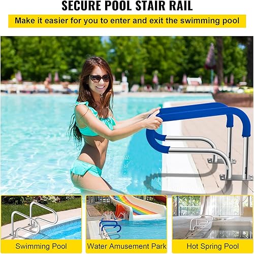 Miniatura 2 de Pasamanos para piscina, riel de escalera de piscina de 32 x 22.5, barandilla de acero inoxidable 304 para piscina, capacidad de carga de 375 libras,
