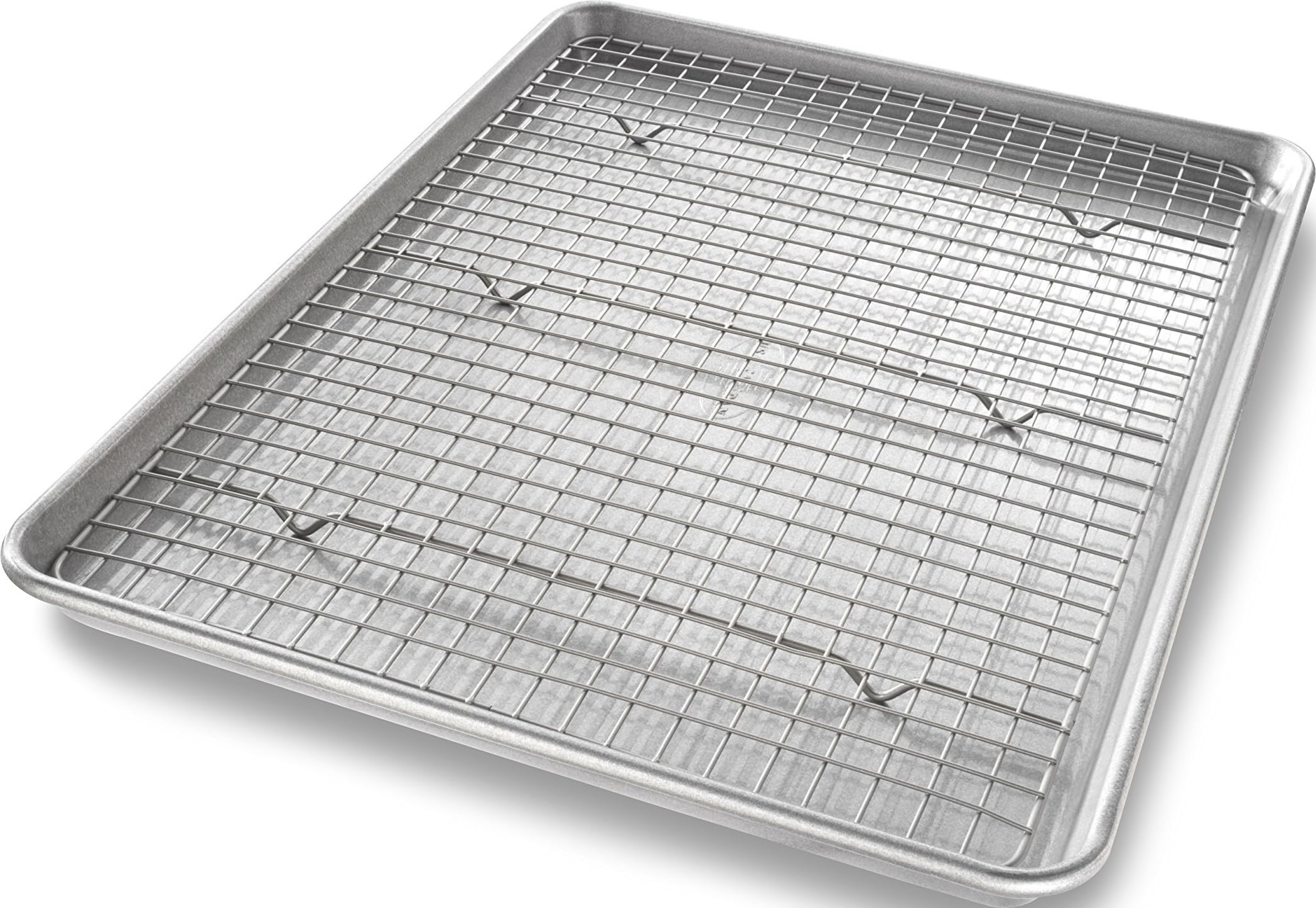 USA Pan Bakeware Halbblech-Backform und Backblech-Antihaftbeschichtungs- und Kühlgitter-Set, Metall