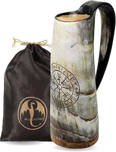 Taza de café vikinga para beber, 12 onzas, regalos vikingos para hombres y mujeres, cuerno de buey real, grado alimenticio, medieval, líquidos