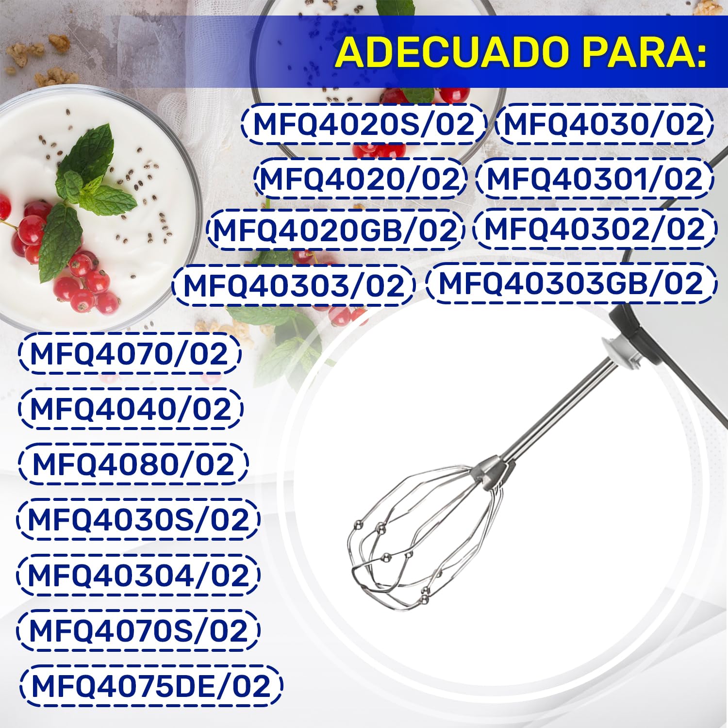 MONTERAL 2 Piezas Varillas para Batidora Electrica de Mano con Código Original 00651065 651065 00659642 659642 para Bosch para Siemens - Garantía de 10 Años