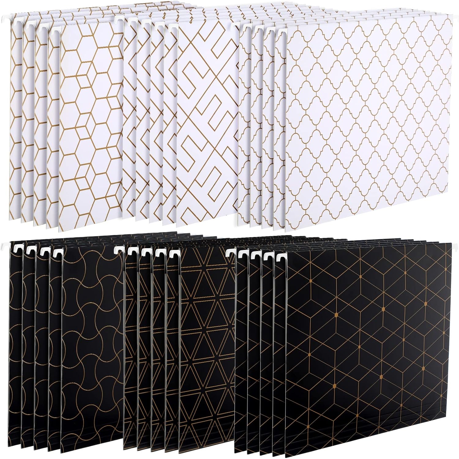 30 Pcs Hanging File Folders 1/5 Cut Adjustable Tabs Marble Design File Organizer