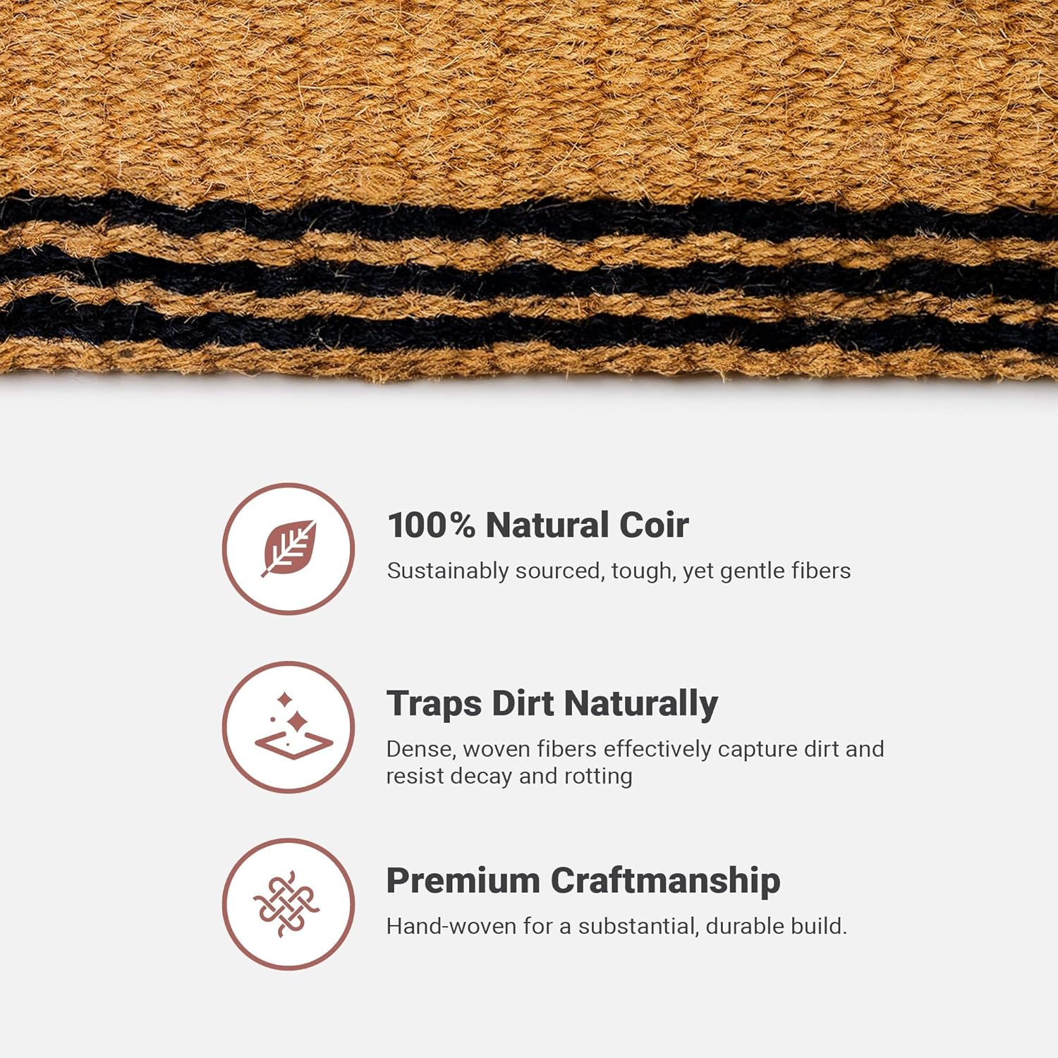 THEODORE MAGNUS Door Mat – Coir Doormat for Outdoor Entrance, Durable Welcome Mat, Perfect for Front Door and Entryway - Outdoor/Indoor - Rope - Stripe - 17" x 30" - Image 5