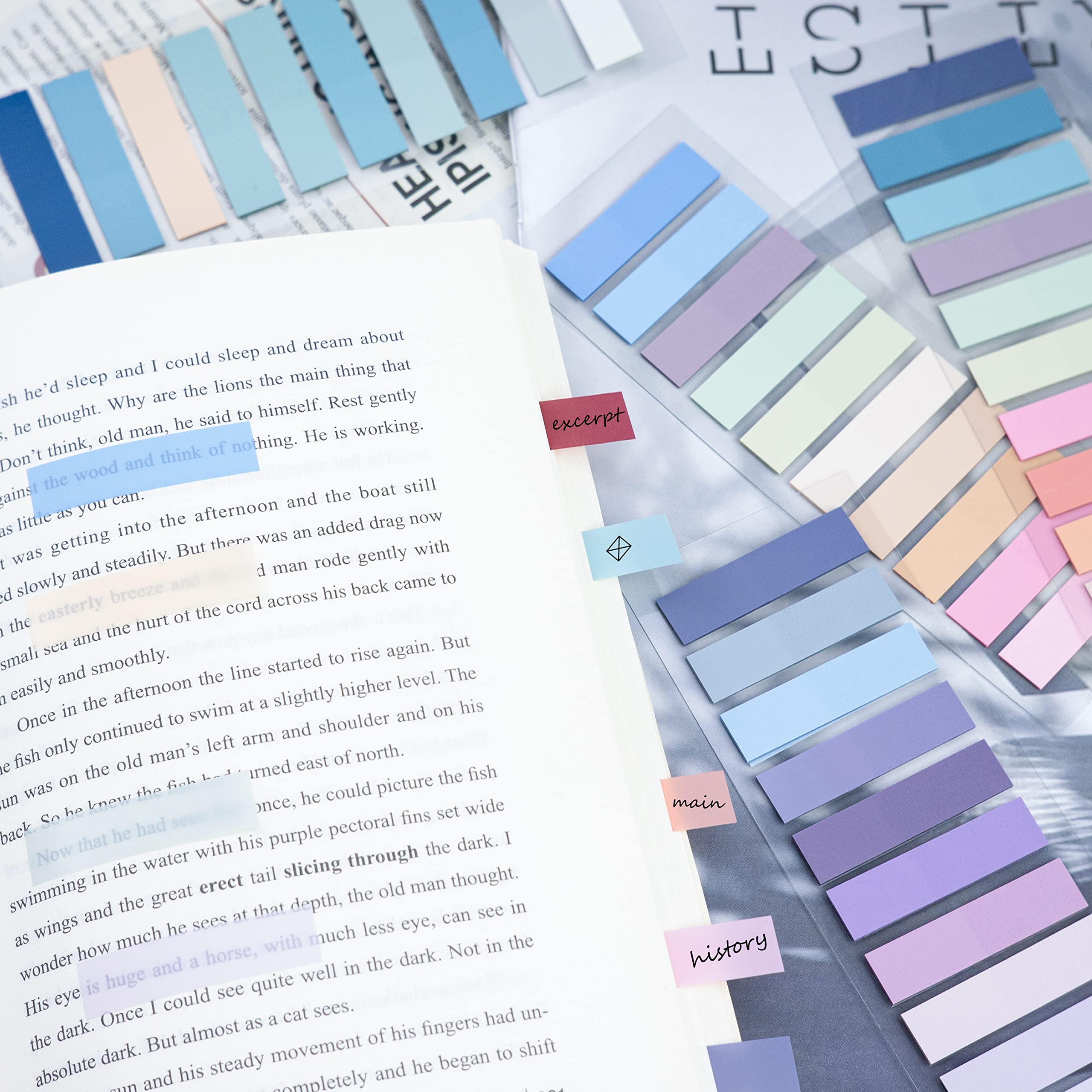 ZORRA Haftnotizen Set 1080 Stück - Farbige Index Tabs Mit Lineal