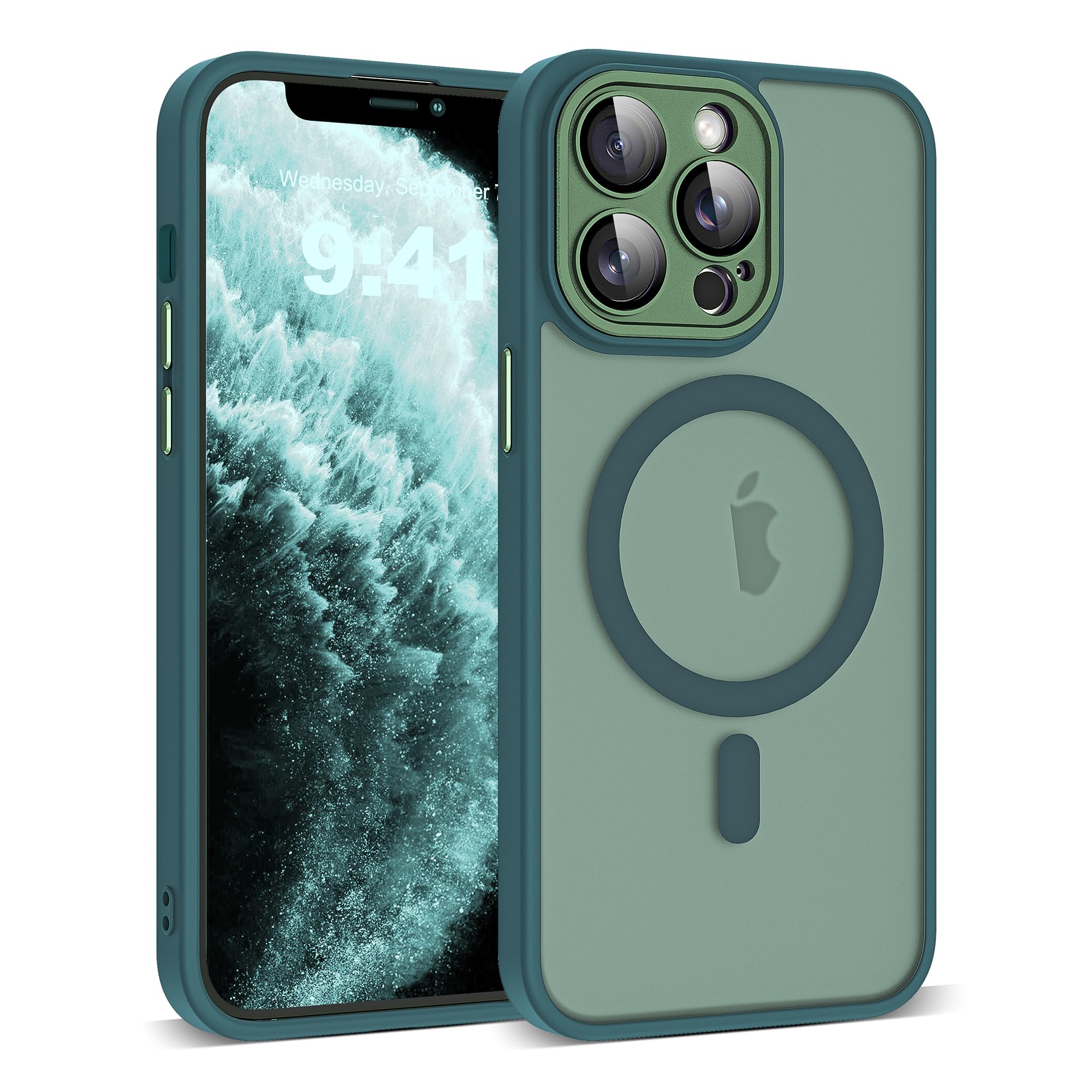 Compatible with iPhone 11 Pro Case with Built-in Camera Lens Protectors Translucent Magnetic 11 Pro Phone Case 5.8" [Compatible with Mag-Safe][Great Grip Feeling], Green