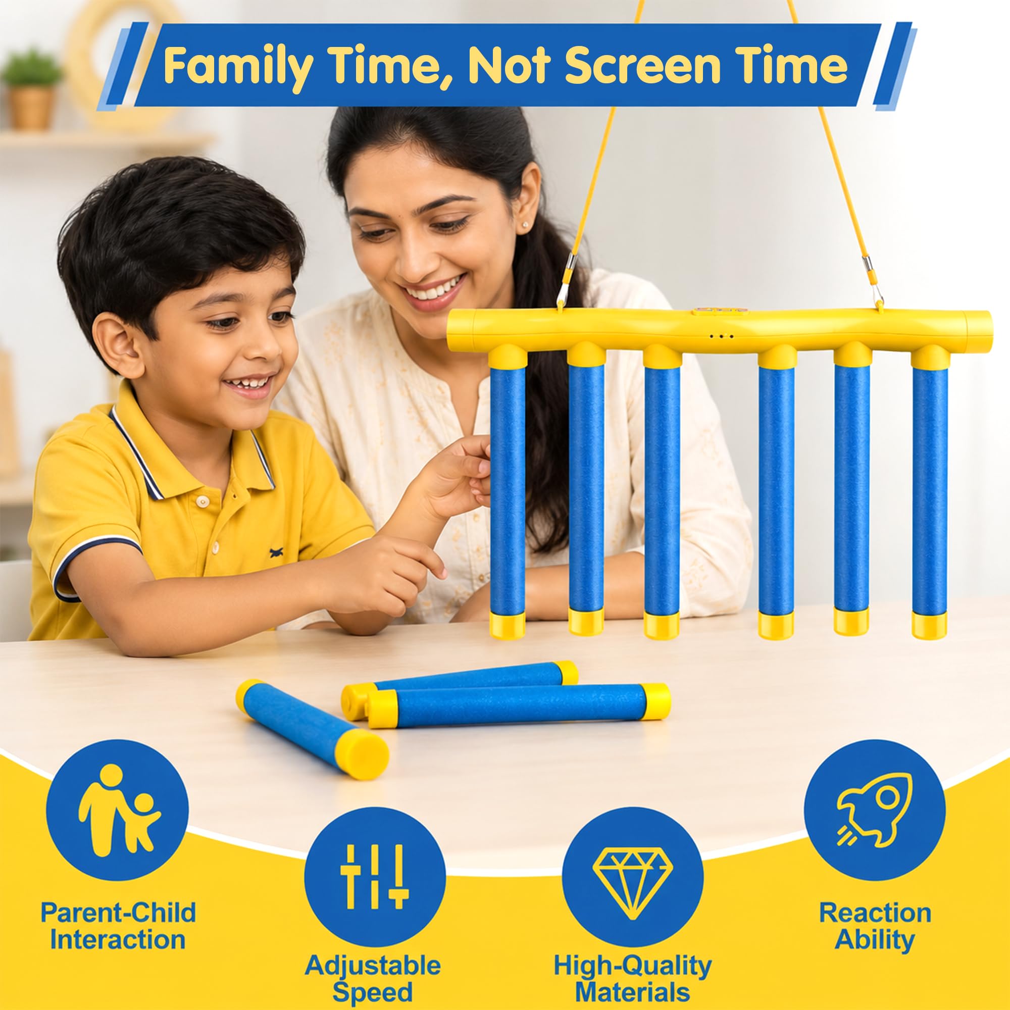 Kidology Reflex Drop Sticks Challenge Game for Kids | Hand-Eye Coordination & Reaction Training Game | 3 Adjustable Speed Modes | Active Indoor & Outdoor Family Party Game for Boys & Girls — Amazon image 5