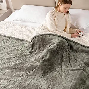 Bearhug Electric Blanket Full Size 77"x 84" Heated Blanket Throw Reversible Velvet& Sherpa Warm Blanket Gift 10 Heating Levels & 0.5-12H Auto Off, Over-Heat Protect, ETL, Machine Washable