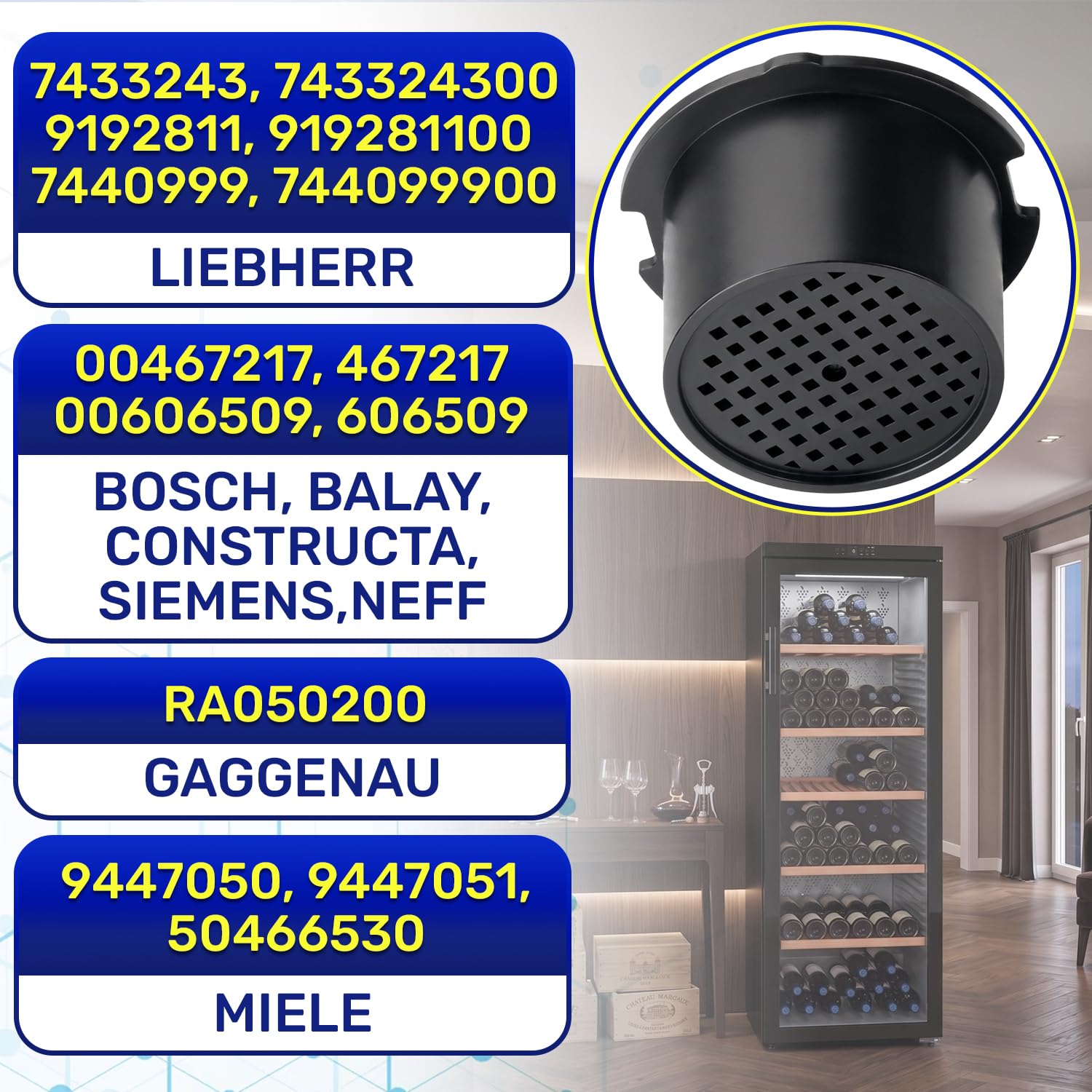 2 Piezas Filtro Carbon Activo Frigorifico Vinoteca Ø 51 mm con Código Original 7433243 7440999 9192811 para Liebherr 9447050 para Miele 467217 606509 para Bosch - MONTERAL