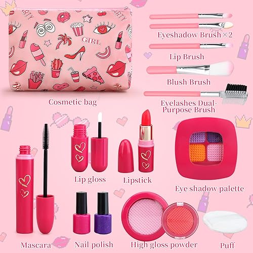 Miniatura 2 de Kits de maquillaje de simulación para niñas pequeñas, juego de maquillaje falso para niños de 3, 4, 5, 6 años, regalo de maquillaje para niñas