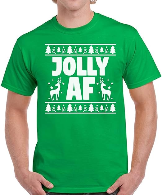Vizor Merry Christmas Tshirt for Men Jolly Af Shirts for