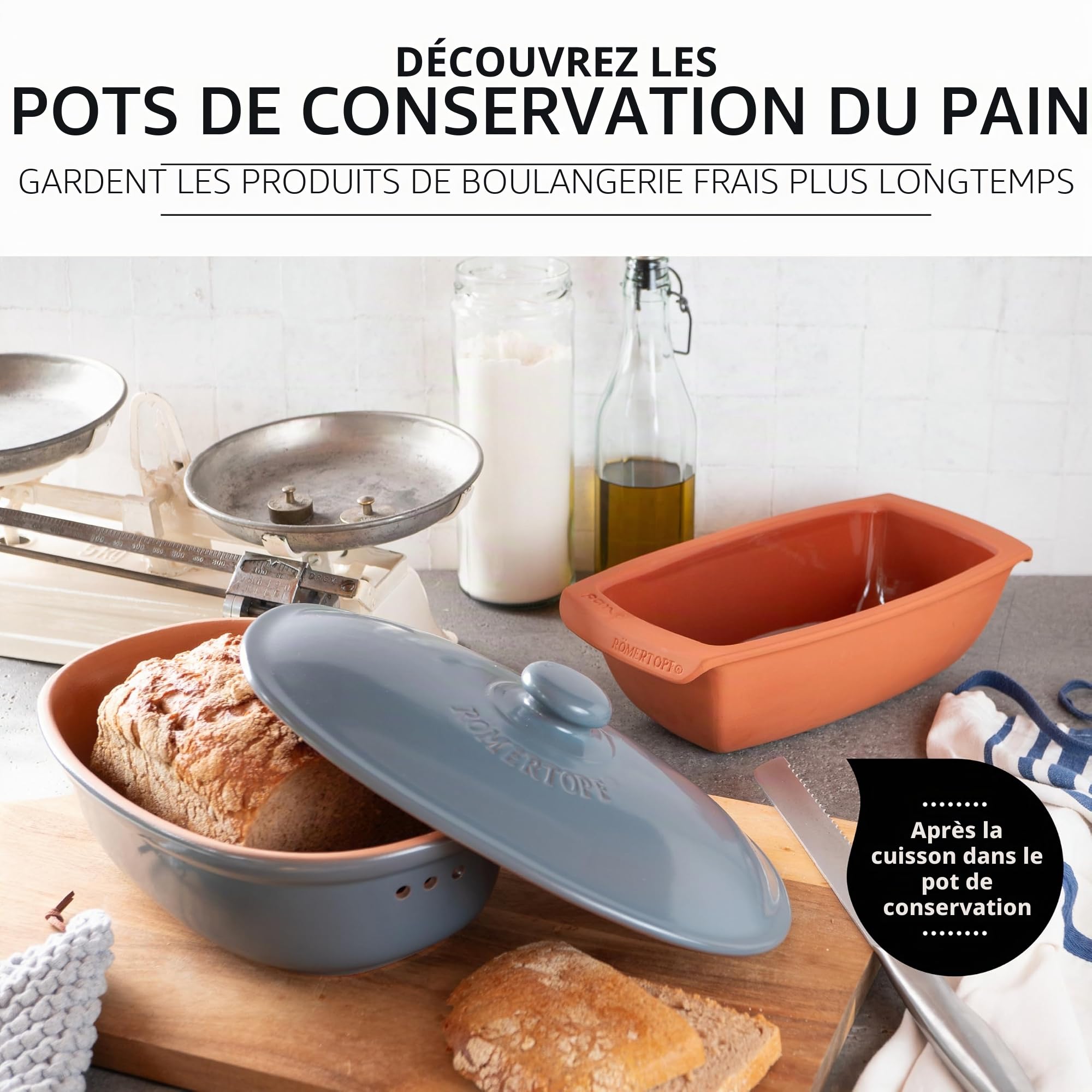 Römertopf Moule à pain en argile | Moule à pain et gâteau | Volume de 2,1 l
