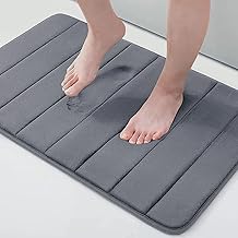 Homaxy Memory Foam Bathroom Bath Mat, Absorbent Non-Slip Bath Mat, Washable Bath Mat – 41 x 61 cm, Dark Grey