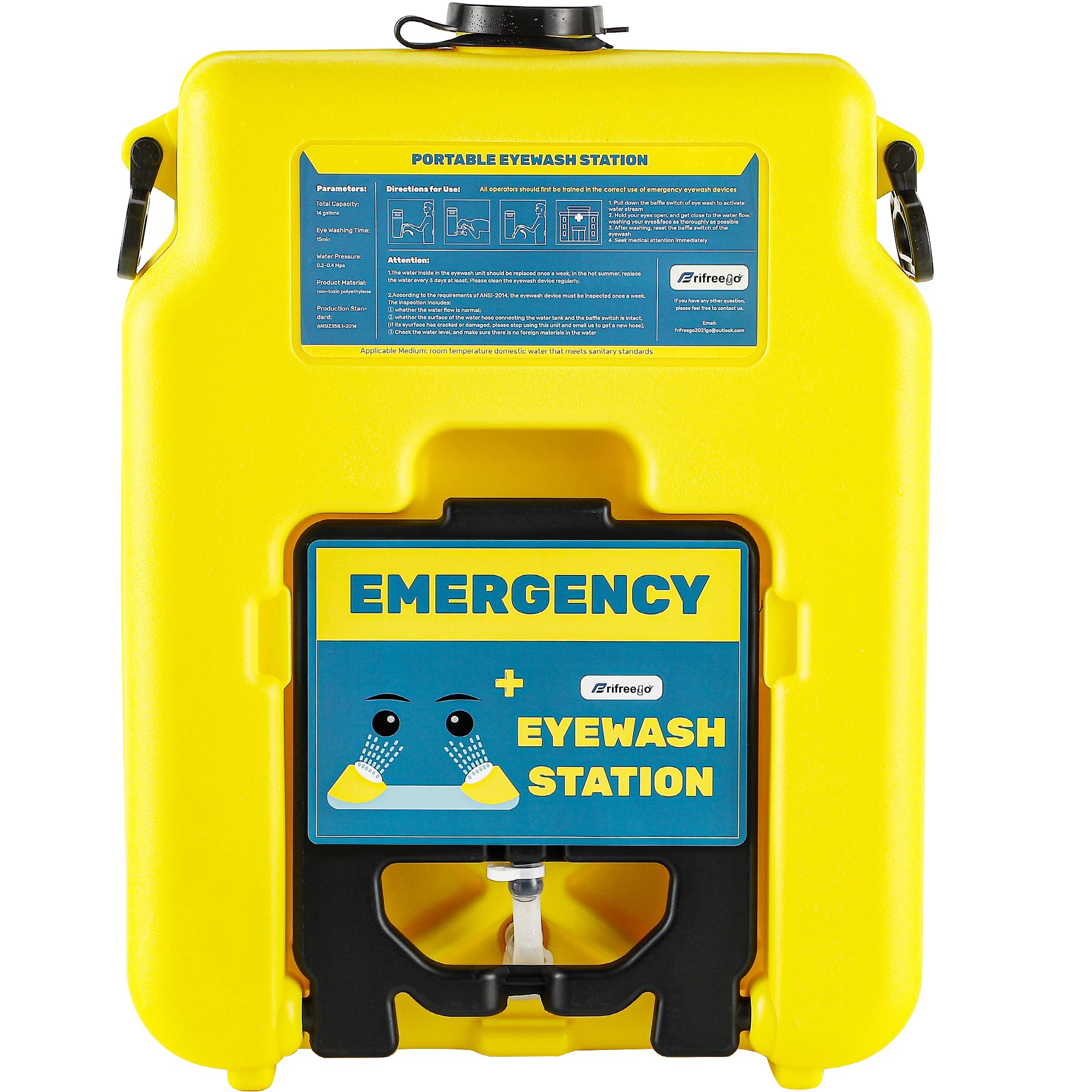 Buy Frifreego 14Gallon Eye Wash Station Emergency Portable Eyewash Station Wall Mount Eye
