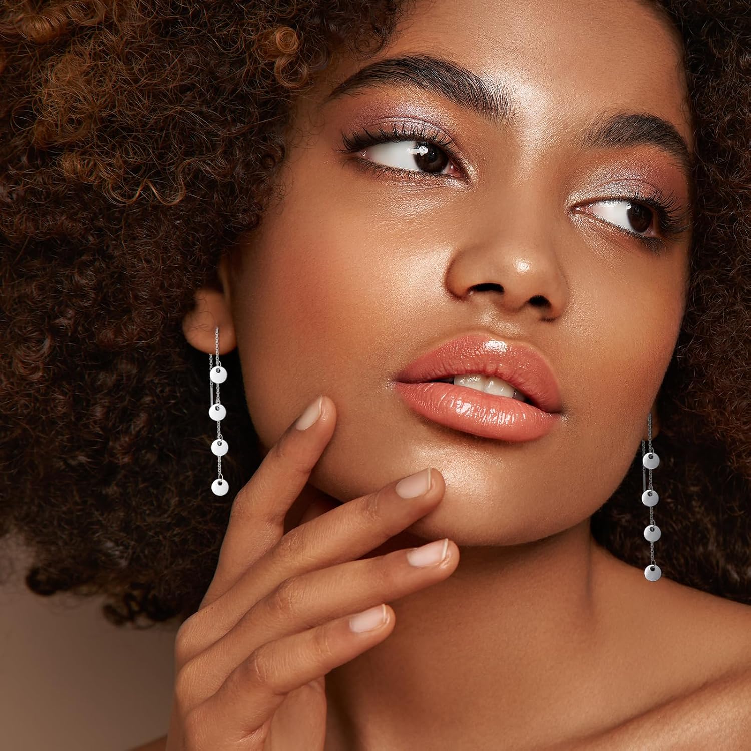 Silver Cascading Disc Earrings for Women, Hypoallergenic Sterling Silver Tassel Dangle Earrings Jewelry for Women - Image 4