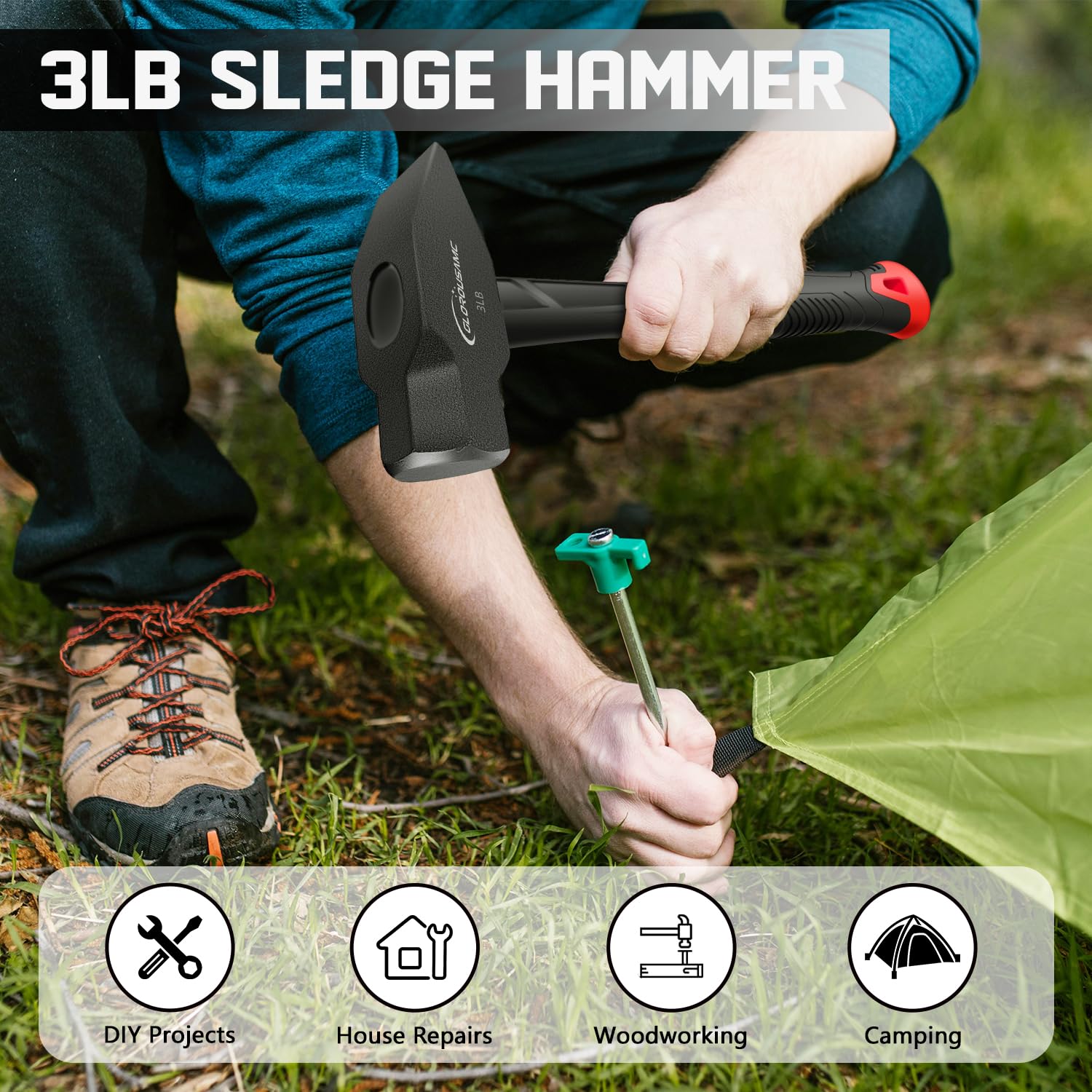 Blacksmith Hammer - 3 lb Cross Pein Demolition Hammer -5
