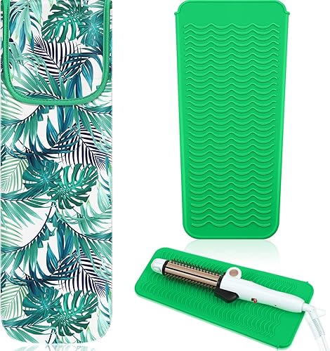 Shappy 2 piezas de soporte para plancha plana resistente al calor, soporte para alisador de neopreno y alfombrilla de viaje de silicona para