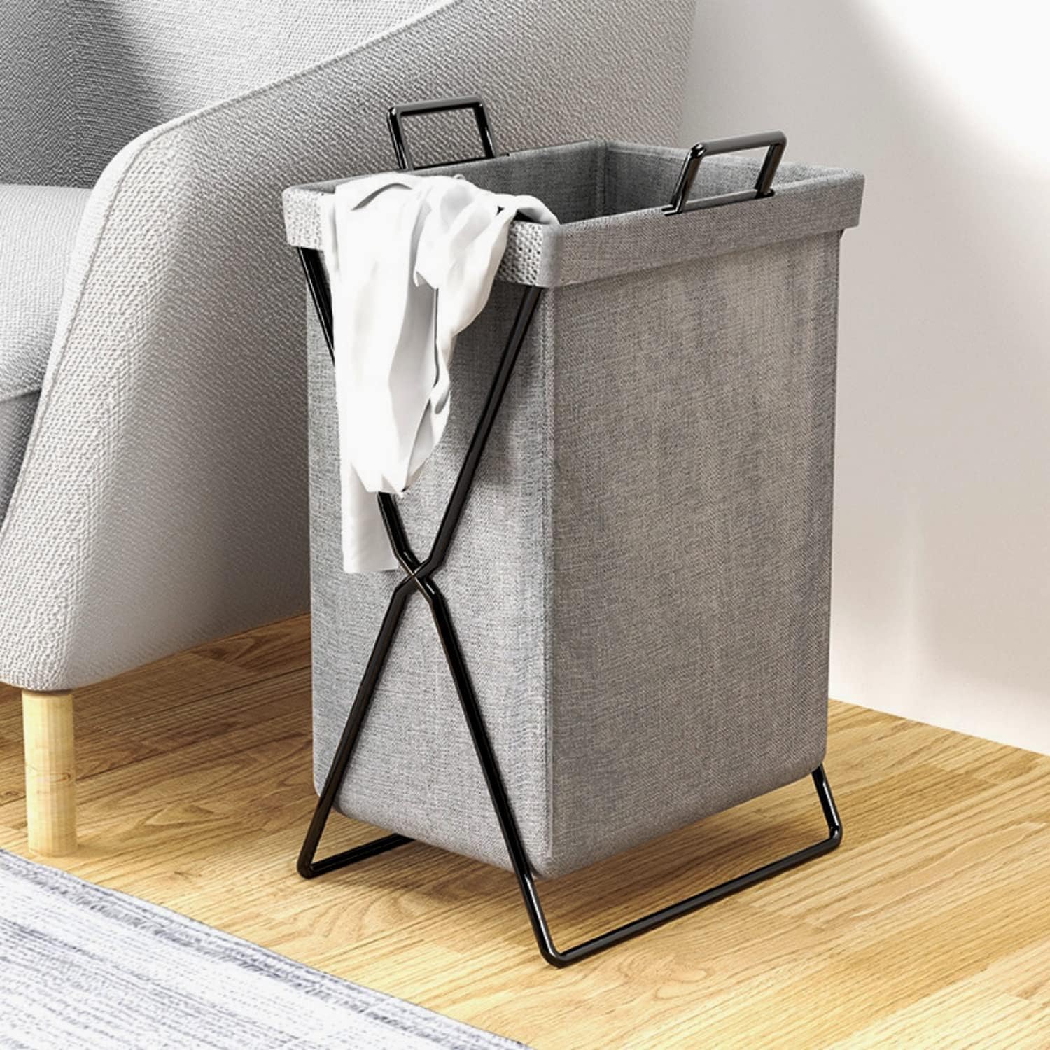 PrettyKrafts 50L Laundry Basket for Clothes | Laundry Bag Foldable | Laundry Bag for Clothes | Clothes Basket for Clothes Storage | Toy Storage Basket | 29x20x45cm | Grey-image-42