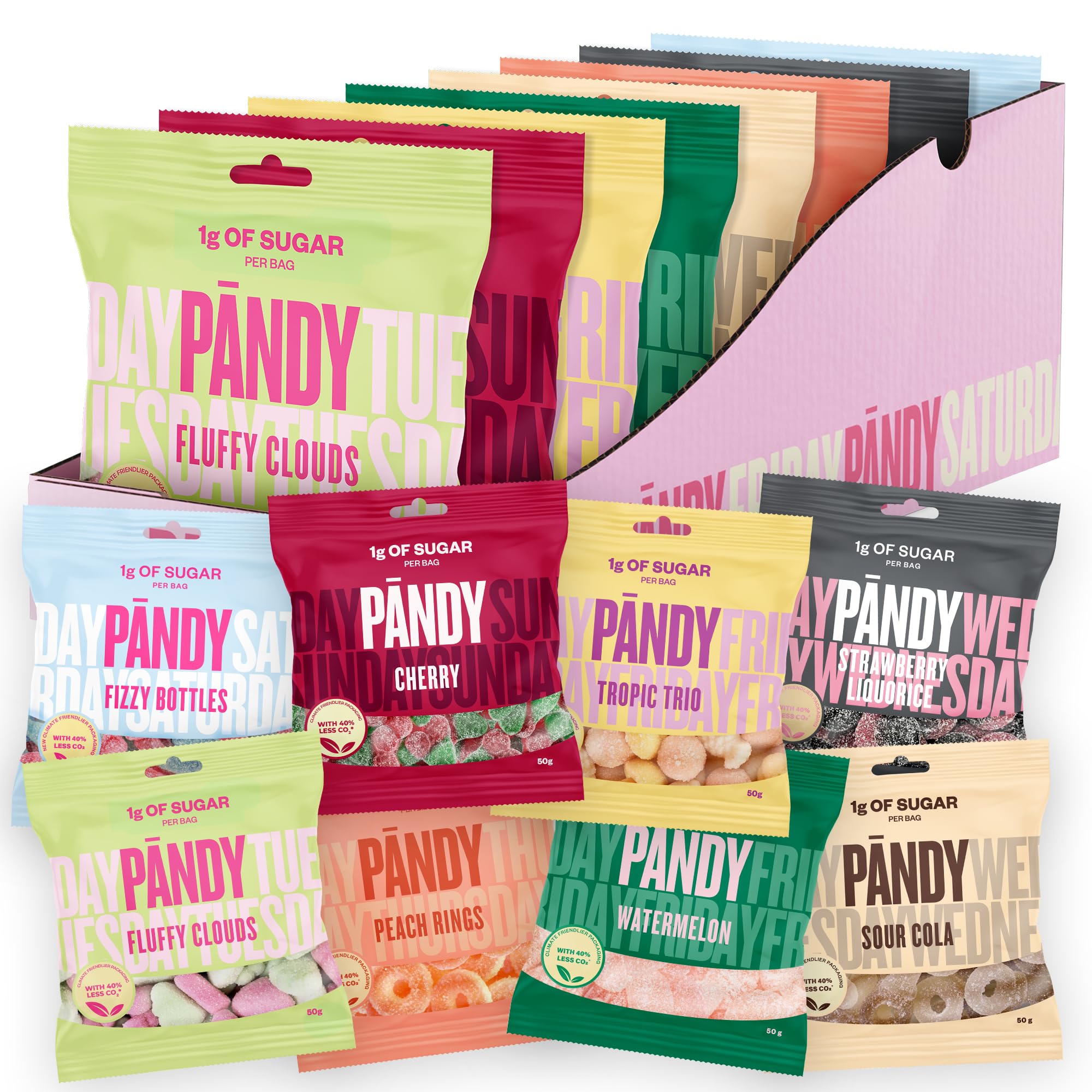 PÄNDY 8 MIX Low‑Carb Süßigkeiten (8×50 g)