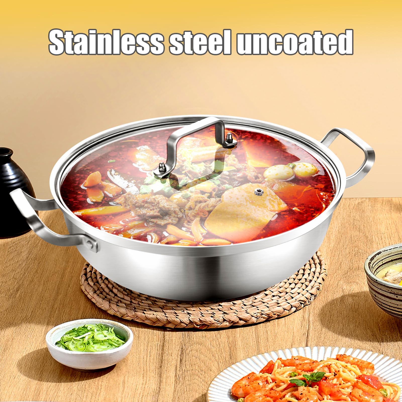 Cazuela acero inox 35cm robusta – Multicapa, lavavajillas seguro & capacidad para 10-12 – Listo para grandes reuniones