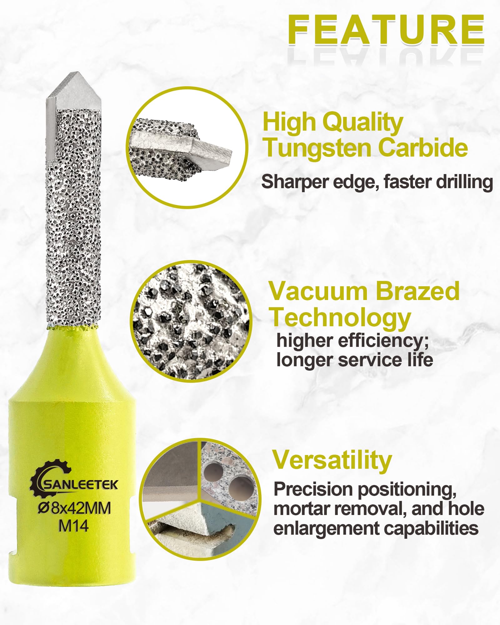 Diamant Mörtel Bohrer - 2Stück Diamant Mörtelfräser mit Hartmetallkopf Positionierung für Mörtelentfernung und Ausfugen von Mauerwerk Entfernung von Steinen und Ziegeln 8mm x 42mm