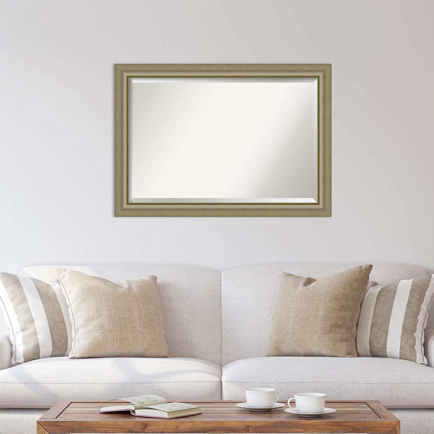 Vegas Burnished Silver Rectangular Wood Wall Mirror