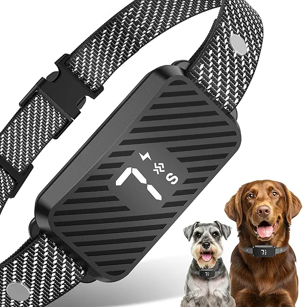 KJKZO Dog Bark Collar for Large Medium Small Dogs, Rechargeable No-Bark Collar, Smart Barking Collar, Effective Bark Collar with 7-Level Sensitivity, 3 Beep & Vibration Modes, Waterproof, Black