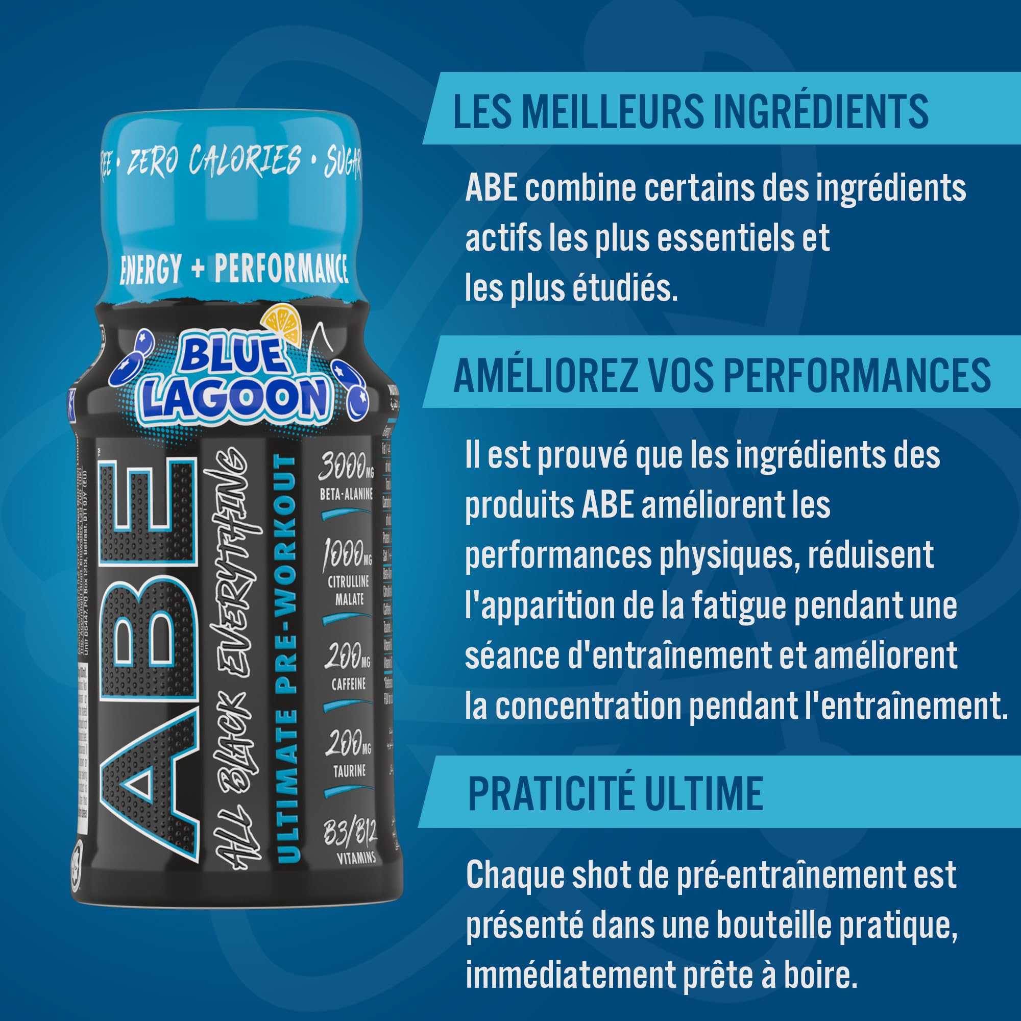 Applied Nutrition ABE Boisson Isotonique, Boisson de Pré-Entraînement, Booster Musculation All Black Everything, avec Citrulline, Bêta-Alanine, Caféine (Box 12 Units x 60ml, Energy Flavour)